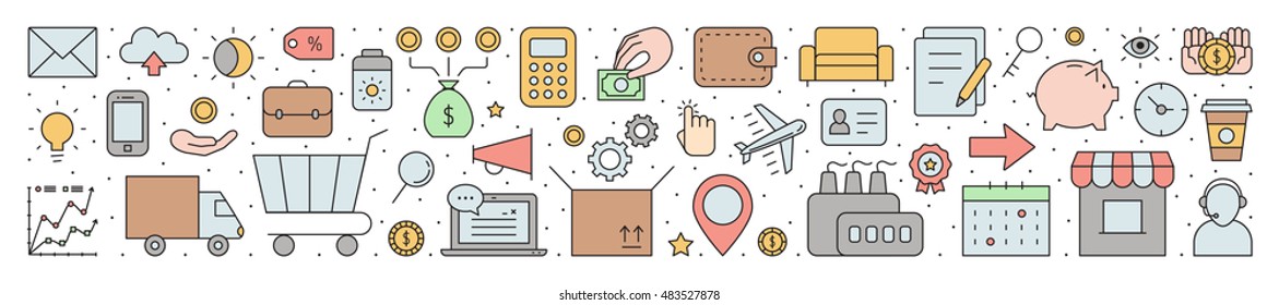 Outline business horizontal vector background. Clean and simple design.