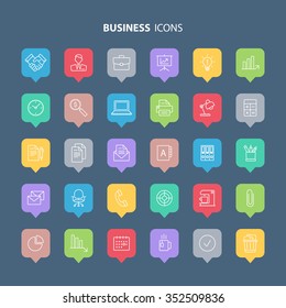 Outline business and office icons set. Vector illustration.