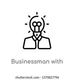 outline businessman with an idea vector icon. isolated black simple line element illustration from business concept. editable vector stroke businessman with an idea icon on white background