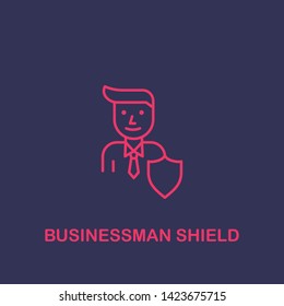 Outline businessman shield icon.businessman shield vector illustration. Symbol for web and mobile