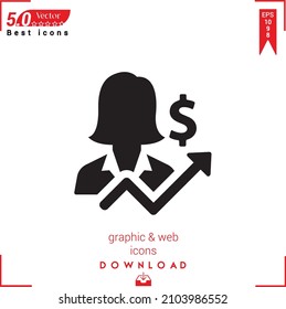 Outline businesswoman Icon. businesswoman  icon vector isolated on white background. Graphic design, material-design, Best sellers 2022 icons, mobile application, UI UX design, EPS 10 format vector