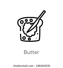 outline butter vector icon. isolated black simple line element illustration from food concept. editable vector stroke butter icon on white background
