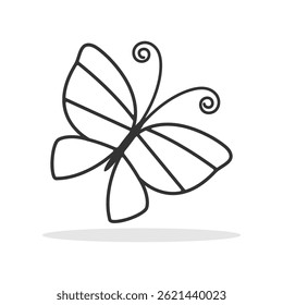 Outline butterfly icon isolated flat style vector illustration on white background.