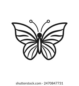 Outline butterfly icon isolated on white background