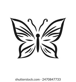 Outline butterfly icon isolated on white background
