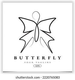 logotipo de mariposa de esquema premium elegante plantilla de vectores 10