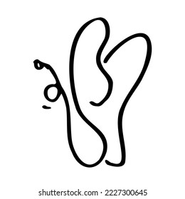 Outline butterfly sketch design. Hand drawn black outline butterfly design. Illustration of a flying butterfly. Simple cartoon doodle flying butterfly sketch suitable for tattoo