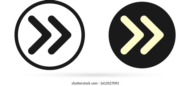 Outline button arrow icon set isolated on white. Black symbol for web in round. Sketch circle with arrow. Vector stock illustration