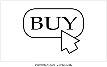 Botón de contorno comprar con icono de flecha aislado Esbozo recorte de compras Línea de compra Vector ilustración de stock EPS 10