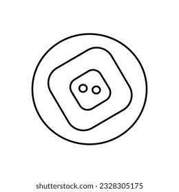 Outline button icon. Line sewing sign. Vector sketch