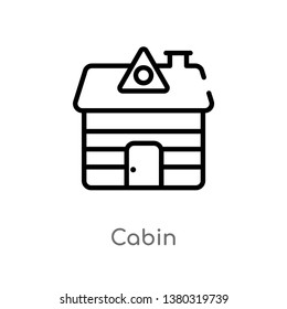 outline cabin vector icon. isolated black simple line element illustration from camping concept. editable vector stroke cabin icon on white background