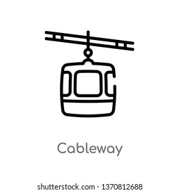 outline cableway vector icon. isolated black simple line element illustration from architecture and city concept. editable vector stroke cableway icon on white background