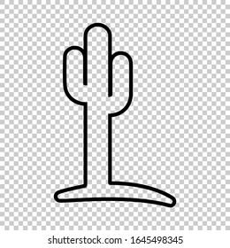 outline cactus icon flat vector isolated on transparent background
