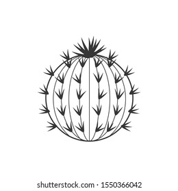 Outline cactus and succulent plant vector illustration. Decorative isolated icon. Cartoon style doodle.