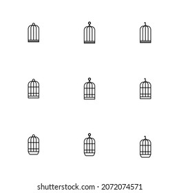Outline cage bird icon set
