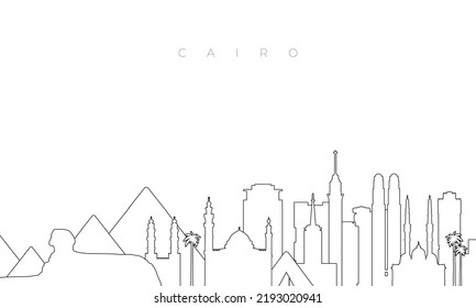 Outline Cairo skyline. Trendy template with Cairo buildings and landmarks in line style. Stock vector design. 