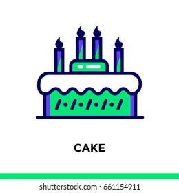 Outline CAKE icon. Vector pictogram suitable for print, website and presentation