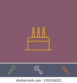 Outline cake icon.Best cake vector, illustrated icon for modern web and mobile design.Bonus broken key symbol
