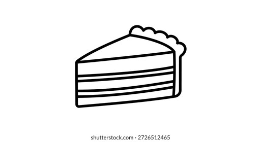 Ícone de sobremesa de fatia de bolo de contorno para menu de logotipo de padaria e marca de alimentos