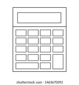 Outline calculator against white background. Portable calculator in flat design.