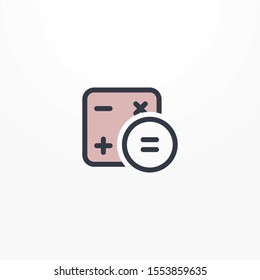 Outline calculator icon on white. Vector thin calculate lines. Line math icons for flat design.