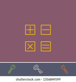 Outline calculator icon.Best calculator vector, illustrated icon for modern web and mobile design.Bonus broken key symbol