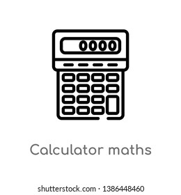 outline calculator maths tool vector icon. isolated black simple line element illustration from business concept. editable vector stroke calculator maths tool icon on white background