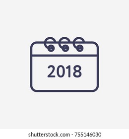 Outline calendar 2018 icon illustration vector symbol