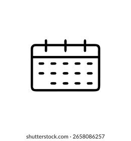 Icono de cuadrícula de calendario de contorno con esquinas redondeadas en simple