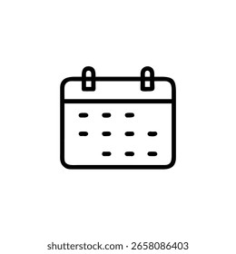 Icono de calendario de esquema con puntos en la fecha de recordatorio