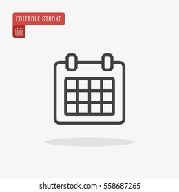 Outline Calendar Icon Isolated On Grey Background For Your Web Site Design, Logo, App, UI. Editable Stroke. Vector Illustration, Eps10