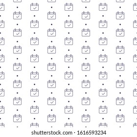 Outline calendar icon pattern seamless white background.