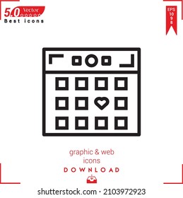 Outline calendar Icon. calendar icon vector isolated on white background. Graphic design, material-design, Best sellers 2022 icons, mobile application, UI UX design, EPS 10 format vector