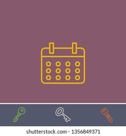 Outline calendar icon.Best calendar vector, illustrated icon for modern web and mobile design.Bonus broken key symbol