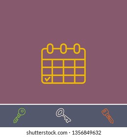 Outline calendar icon.Best calendar vector, illustrated icon for modern web and mobile design.Bonus broken key symbol
