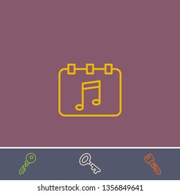 Outline calendar icon.Best calendar vector, illustrated icon for modern web and mobile design.Bonus broken key symbol