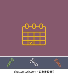 Outline calendar icon.Best calendar vector, illustrated icon for modern web and mobile design.Bonus broken key symbol