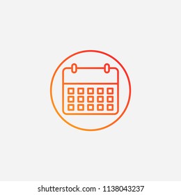 Outline calendar icon,gradient illustration,vector time sign symbol