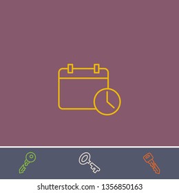 Outline calendar time icon.Best calendar time vector, illustrated icon for modern web and mobile design.Bonus broken key symbol