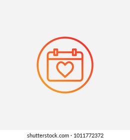Outline calendar valentines day icon.gradient illustration isolated vector sign symbol