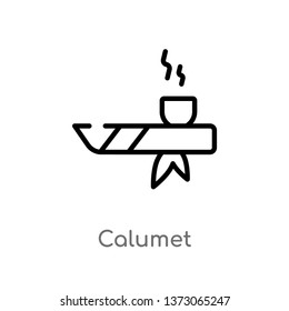 outline calumet vector icon. isolated black simple line element illustration from culture concept. editable vector stroke calumet icon on white background