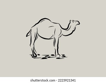 Outline Camel Minimalist Artistic Vector Illustration