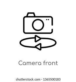 outline camera front vector icon. isolated black simple line element illustration from miscellaneous concept. editable vector stroke camera front icon on white background
