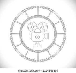 outline camera icon in film strip frame