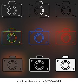 Outline camera icon set
