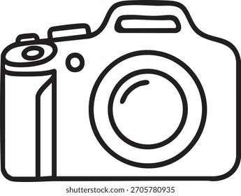 Ilustración vectorial del icono de la cámara del contorno, perfecta para el diseño de los App de la Fotografía aislado en fondo transparente