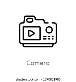 outline camera vector icon. isolated black simple line element illustration from blogger and influencer concept. editable vector stroke camera icon on white background