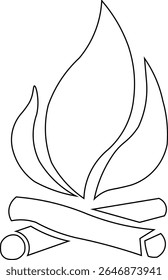 Outline Campfire with Logs design 