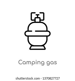 outline camping gas vector icon. isolated black simple line element illustration from camping concept. editable vector stroke camping gas icon on white background