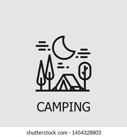Outline camping vector icon. Camping illustration for web, mobile apps, design. Camping vector symbol.